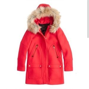 J Crew Terry Cloth Coat with Faux fur